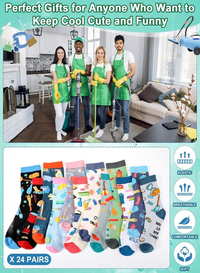 Croloose 24 Pairs Christmas Housekeeping Gifts Bulk Novelty Housekeeper Crew Socks Thank You Gifts for Cleaning Lady Housekeepers Employees Xmas International Housekeeping Week Appreciation Favors - Image 3